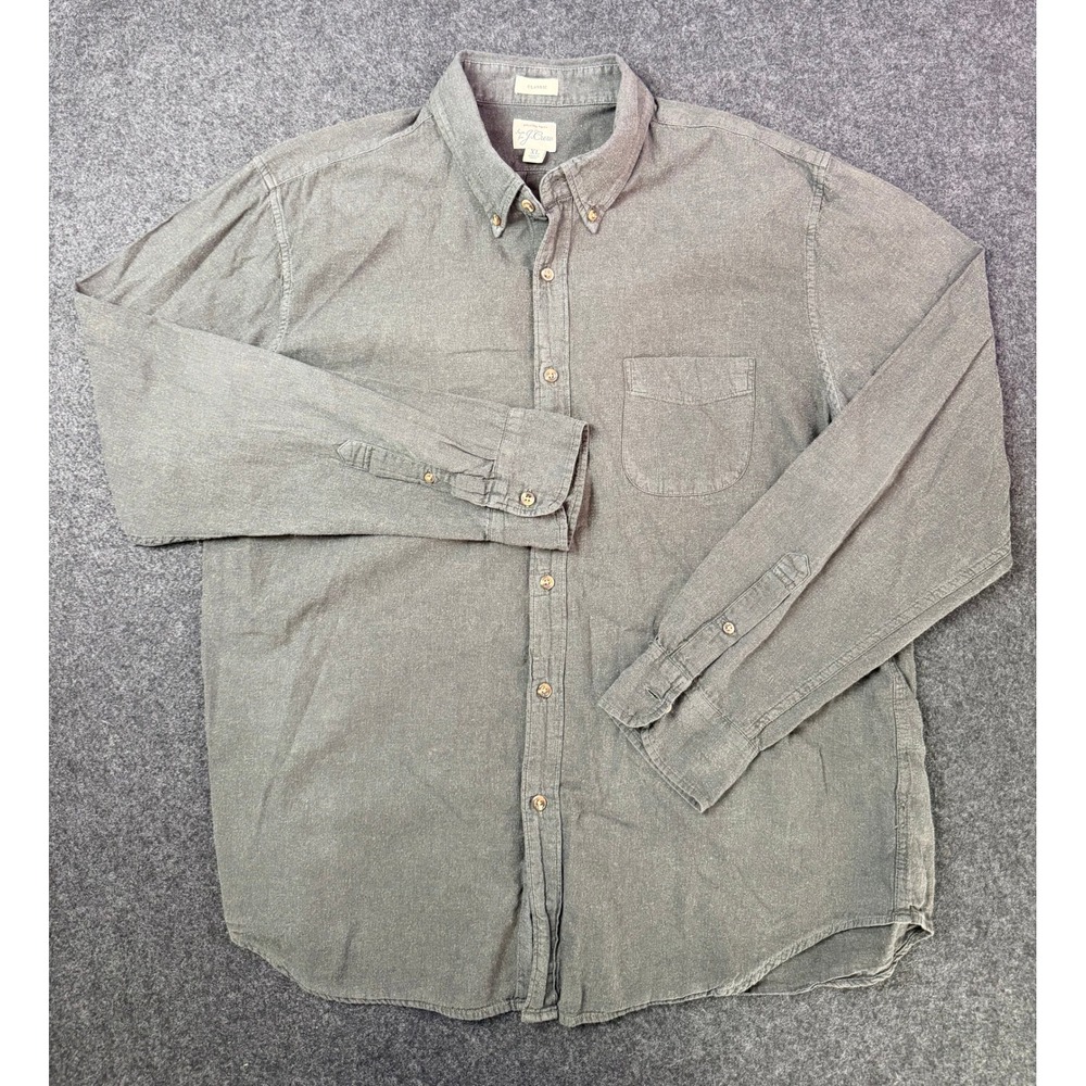 J.Crew Mens XL Classic Fit Brushed Twill Button Down Shirt Faded Black LS